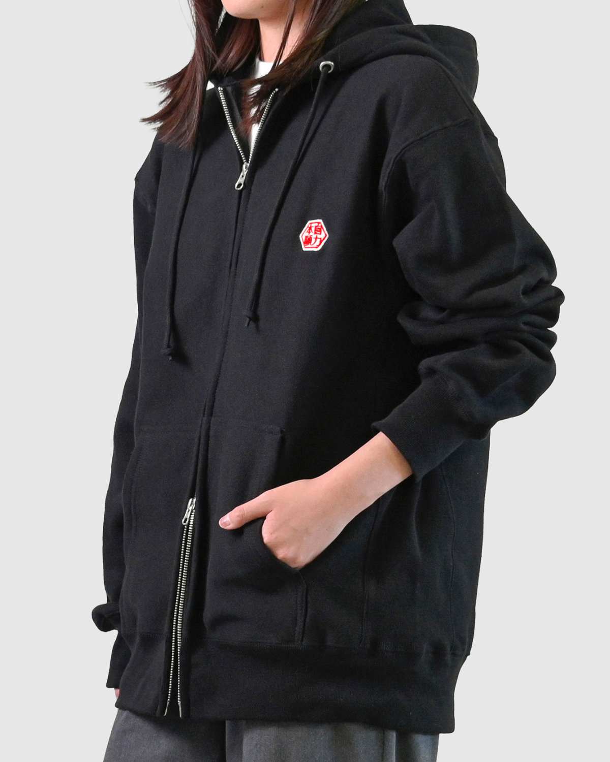 自力本願 刺繍パーカー